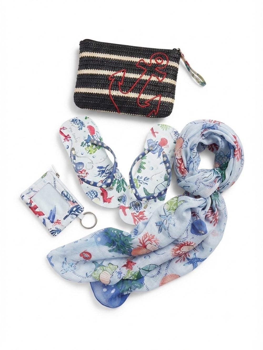 Vera Bradley "Anchors Aweigh" 4-Piece Nautical Beach & Travel Bundle